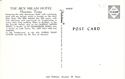 back side of postcard of the ben milam hotel