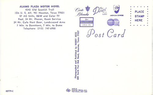 Alamo Plaza Motor Hotel - Houston TX
