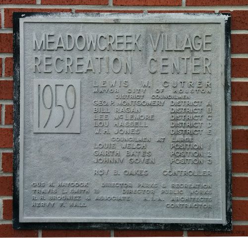 Meadowcreek Village park building plaque