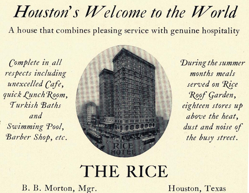 Rice Hotel - Houston TX